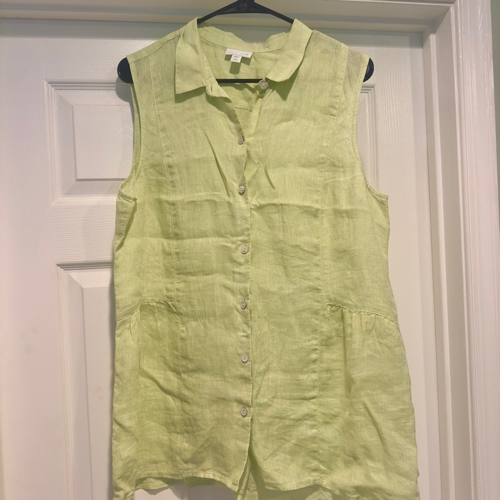 J. Jill Soft Green Linen Blouse